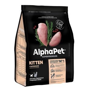 AlphaPet Superpremium Kitten Сухой корм для котят беременных и кормящих кошек Цыпленок