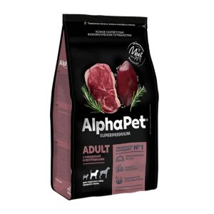 AlphaPet Superpremium Medium Adult Сухой корм для собак средних пород Говядина и Потрошки