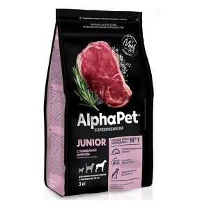 AlphaPet Superpremium Puppy Maxi Сухой корм для щенков крупных пород с 6 месяцев до 1.5 лет Говядина и Рис