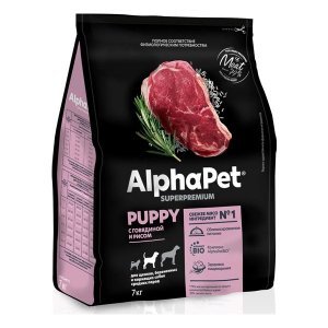 AlphaPet Superpremium Puppy Medium Сухой корм для щенков беременных и кормящих собак средних пород Говядина и Рис