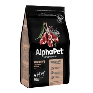 AlphaPet Superpremium Sensitive Mini Сухой корм для собак мелких пород с чувствительным пищеварением Ягненок и Рис