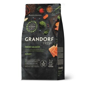 Grandorf Fresh Cat Adult Salmon&amp;Sweet Potato сухой корм c живыми пробиотиками для взрослых кошек с филе лосося и бататом