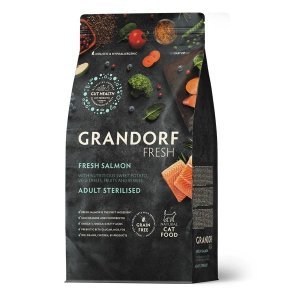 Grandorf Fresh Cat Sterilised Salmon&amp;Sweet Potato сухой корм с живыми пробиотиками для стерилизованных кошек с филе лосося и бататом
