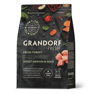 Grandorf Fresh Dog Med&amp;Maxi Turkey&amp;Sweet Potato сухой корм для собак с живыми пробиотиками средних и крупных пород индейка батат