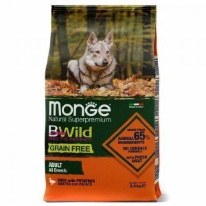 Monge Dog BWild Grain Free Сухой беззерновой корм для собак всех пород мясо Утки и Картофель