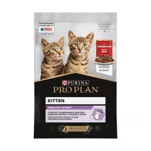 Влажный корм для котят пауч Purina Pro Plan Junior Kitten Feline with Beef Говядина в соусе 