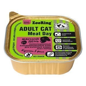 Zooring кусочки в желе с львинкой для котов всех пород Мясной день