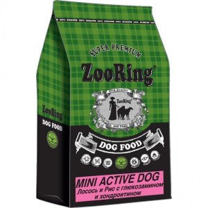 Zooring Mini Active Dog Лосось и рис с глюкозамином и хондроитином Сухой корм для взрослых активных собак мини и средних пород