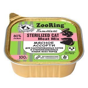 Zooring Паштет с львинкой для кошек Мясное ассорти