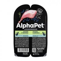 AlphaPet Superpremium Влажный корм для кошек с чувствительным пищеварением в соусе Кролик и Черника
