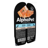AlphaPet Superpremium Влажный корм для щенков беременных и кормящих собак паштет Лосось