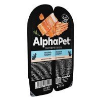 AlphaPet Superpremium Влажный корм для взрослых кошек паштет Лосось