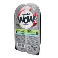 AlphaPet WOW Superpremium влажный корм для кошек с чувствительным пищеварением Кролик и потрошки нежные ломтики в соусе