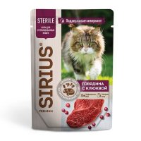 Sirius Premium Sterile Влажный корм для стерилизованных кошек Говядина и Клюква